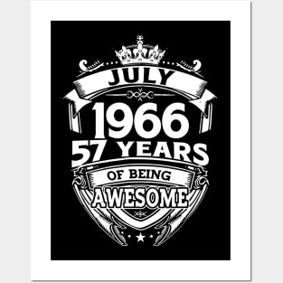 July 1966 57 Years Of Being Awesome 57th Birthday Posters and Art